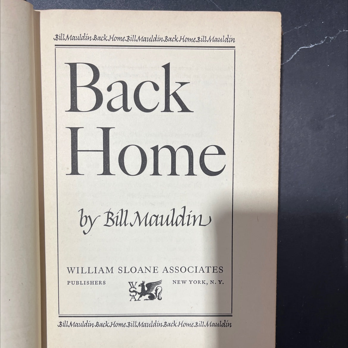 bill mauldin back home book, by Bill Mauldin, 1947 Hardcover image 2