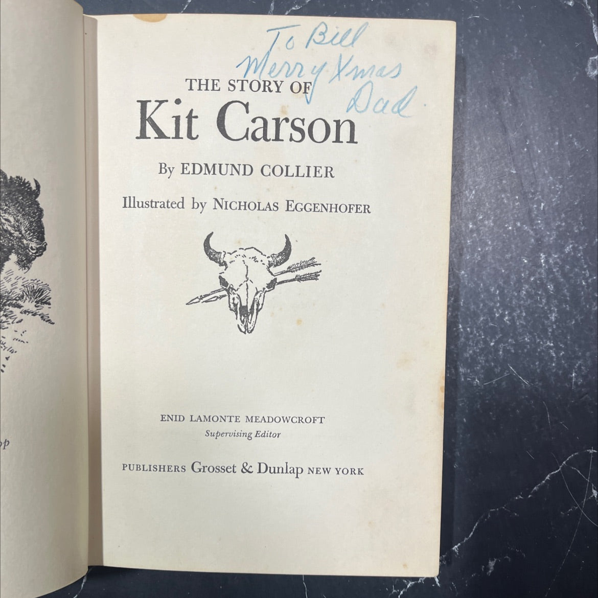 bill merry xmas the story of dad kit carson book, by edmund collier, 1953 Hardcover image 2