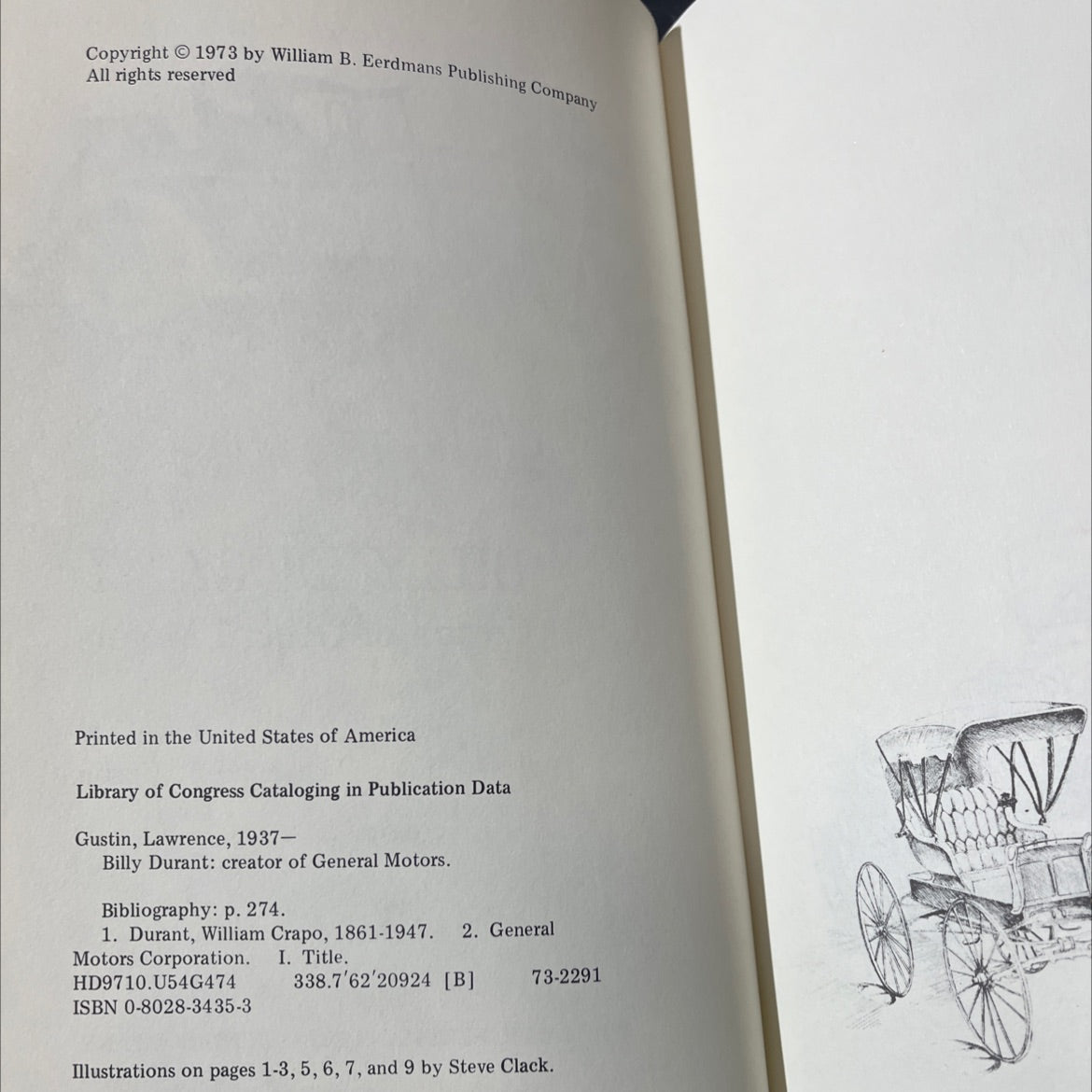 billy durant: creator of general motors book, by lawrence r. gustin, 1973 Hardcover image 3