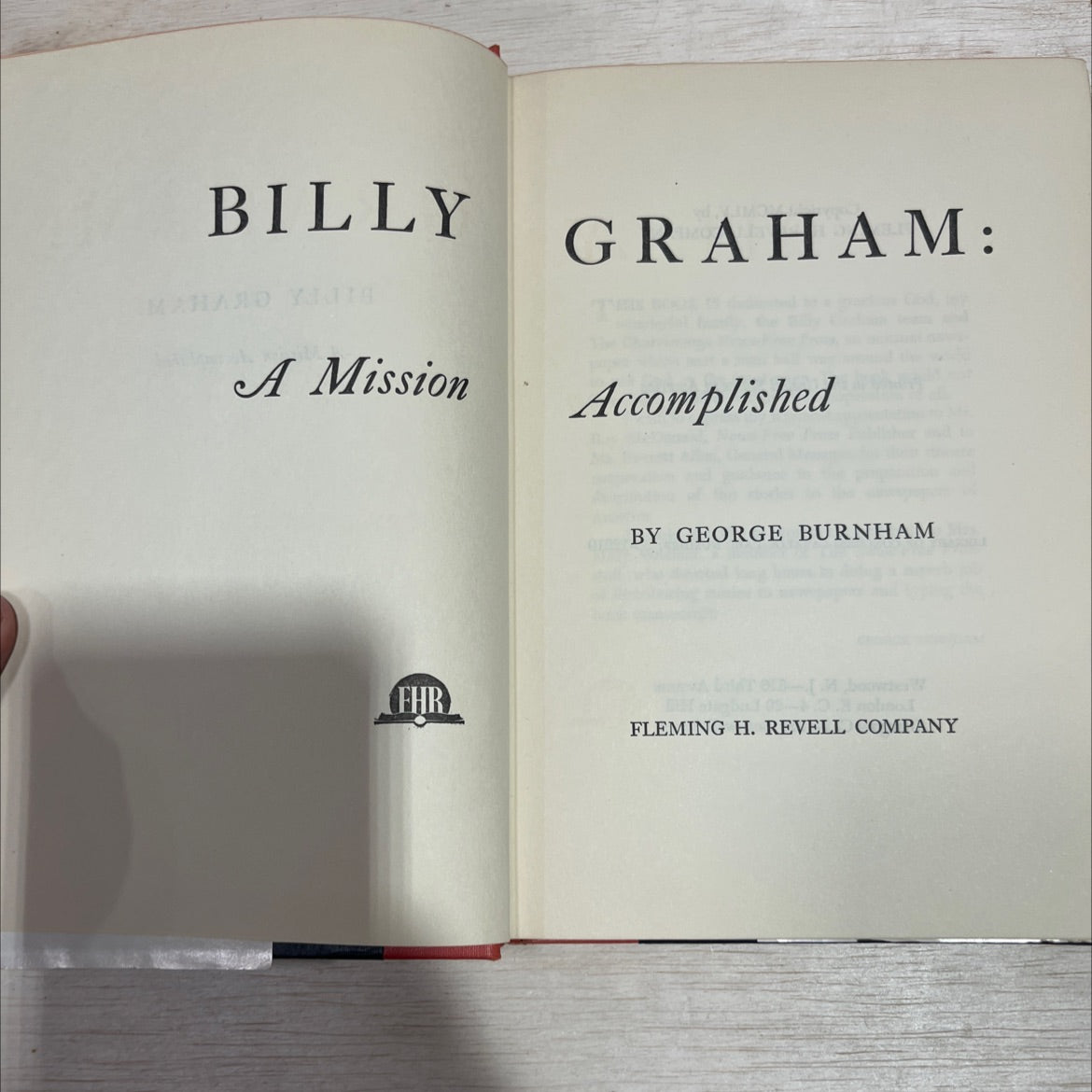 billy graham: a mission accomplished book, by george burnham, 1955 Hardcover image 2