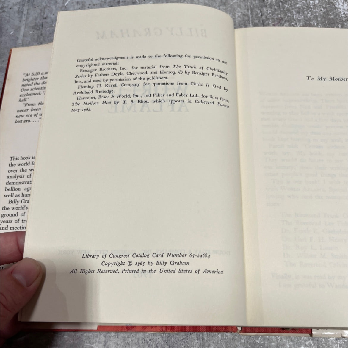 billy graham world aflame book, by billy graham, 1965 Hardcover image 3