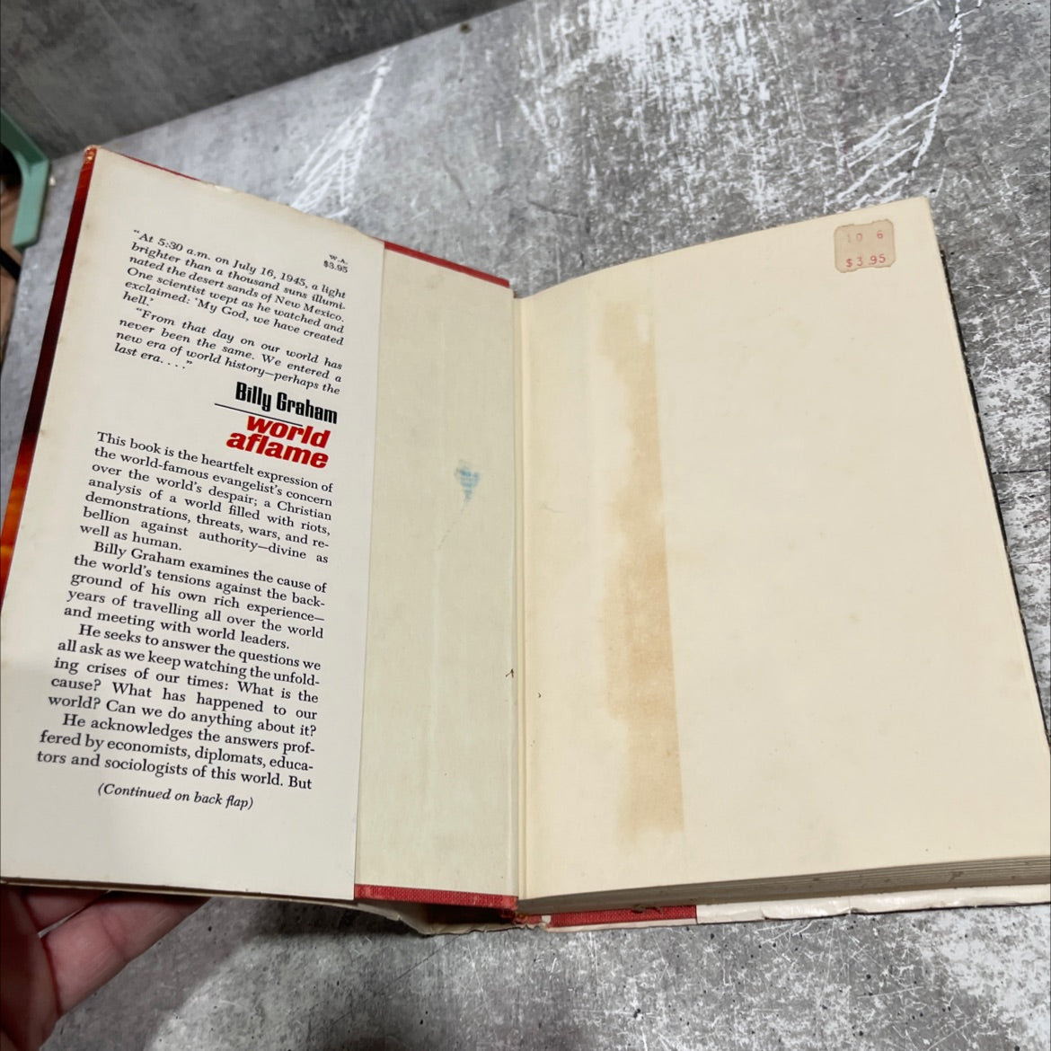 billy graham world aflame book, by billy graham, 1965 Hardcover image 4