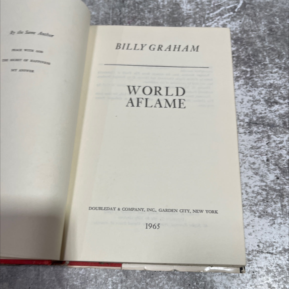 billy graham world aflame book, by billy graham, 1965 Hardcover image 2