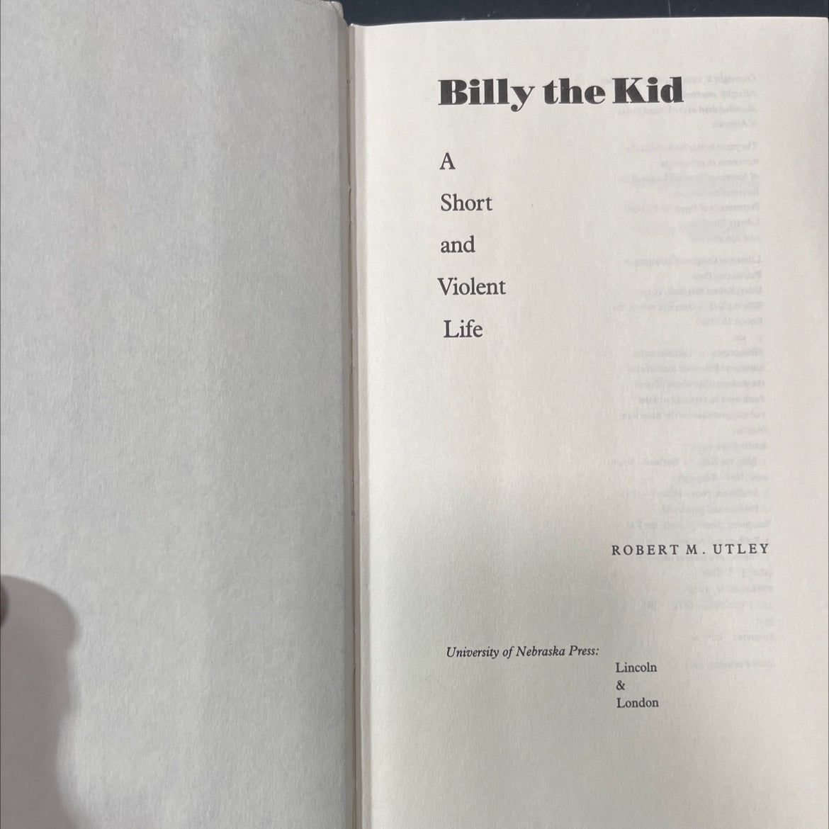 billy the kid a short and violent life book, by Robert M. Utley, 1989 Hardcover image 2