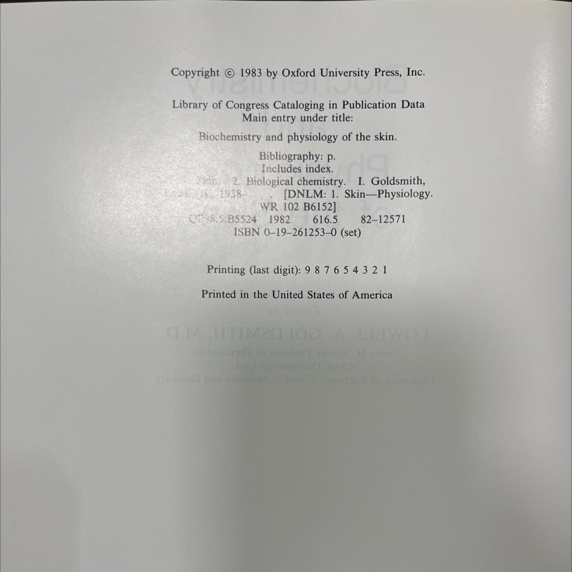 biochemistry and physiology of the skin book, by lowell a. goldsmith, 1983 Hardcover image 3