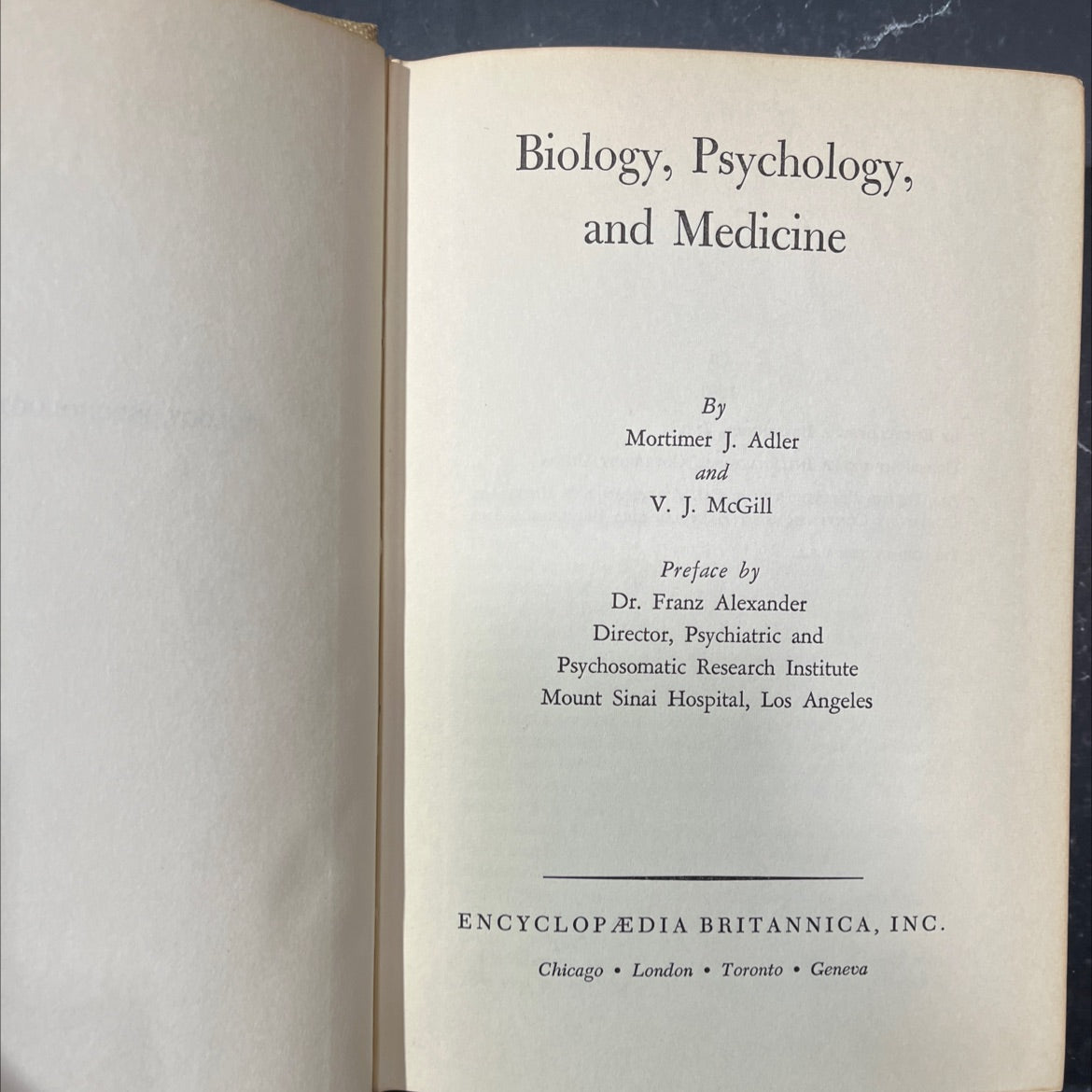 biology, psychology, and medicine book, by mortimer j. adler and v. j. mcgill, 1963 Hardcover image 2