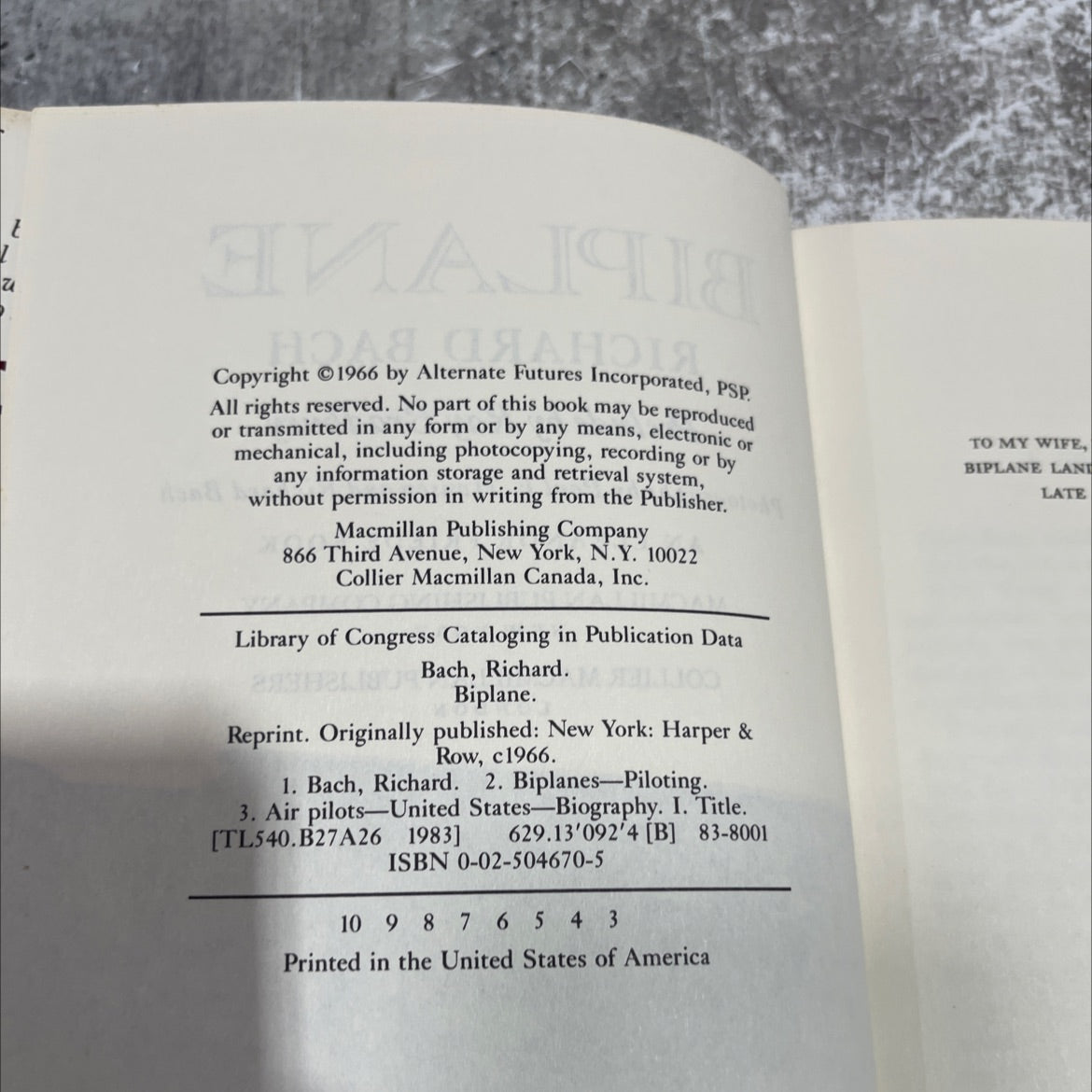 biplane book, by richard bach, 1983 Hardcover image 3