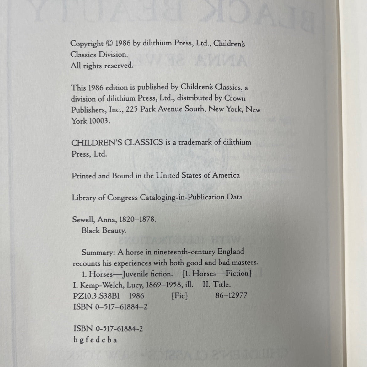 black beauty book, by anna sewell, 1986 Hardcover image 3