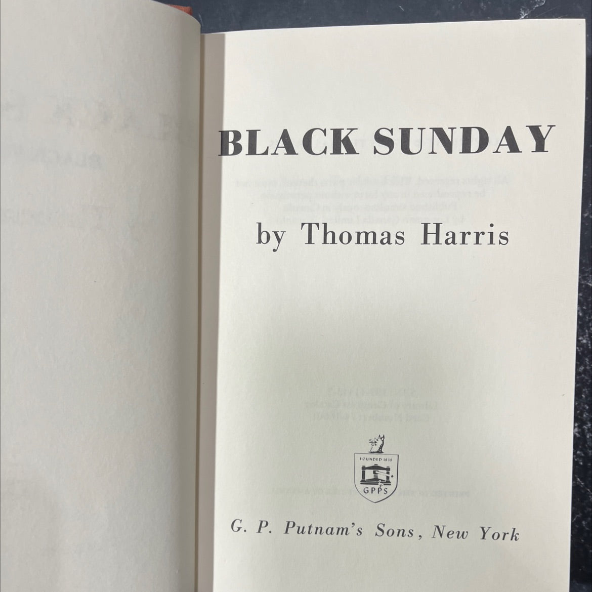 black sunday book, by thomas harris, 1975 Hardcover image 2