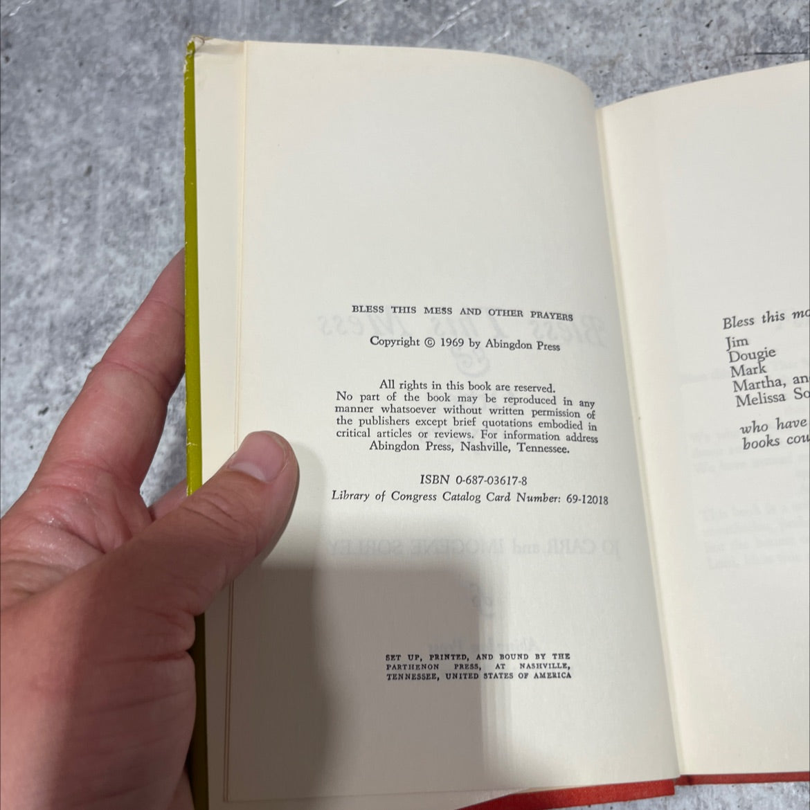 bless this mess & other prayers book, by jo carr and imogene sorley, 1969 Hardcover image 3