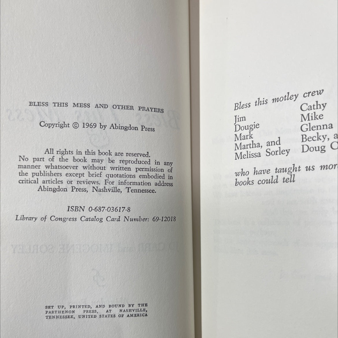 bless this mess & other prayers book, by jo carr and imogene sorley, 1969 Hardcover image 3