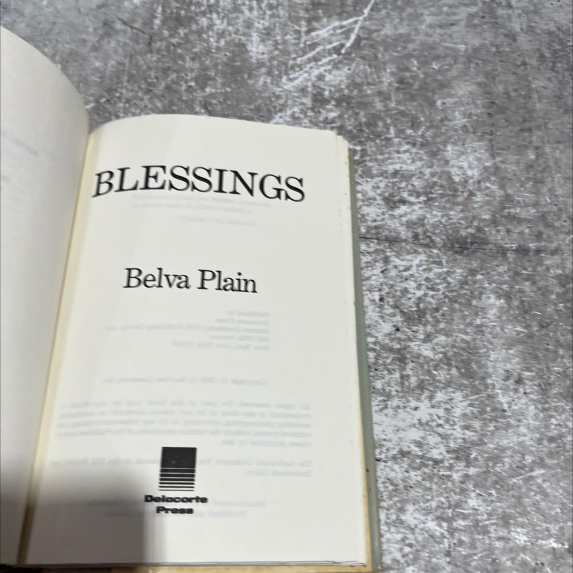 blessings book, by belva plain, 1989 Hardcover image 2
