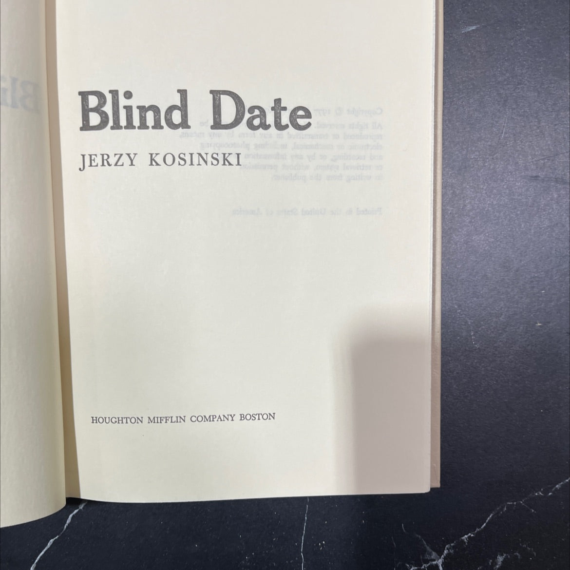 blind date book, by jerzy kosinski, 2005 Hardcover image 2