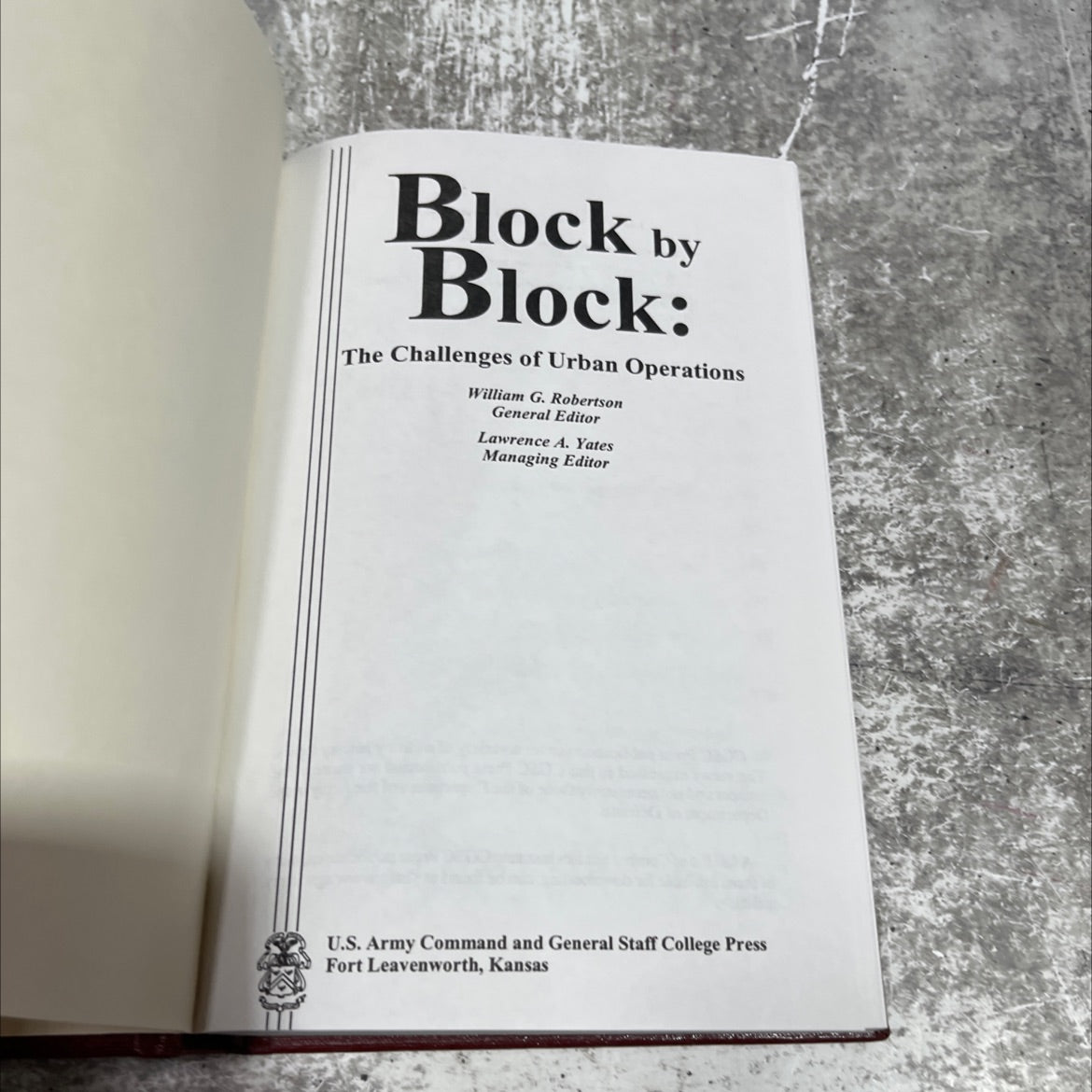block by block: the challenges of urban operations book, by william g. robertson, 2003 Hardcover image 2