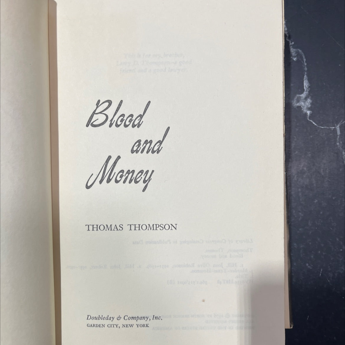 blood and money book, by thomas thompson, 1976 Hardcover image 2