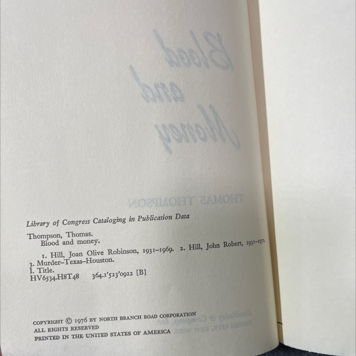 blood and money book, by thomas thompson, 1976 Hardcover image 3