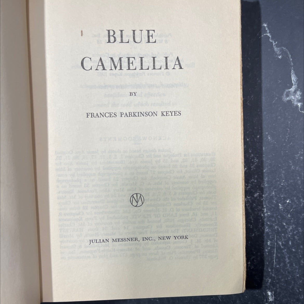 blue camellia book, by frances parkinson keyes, 1957 Hardcover image 2