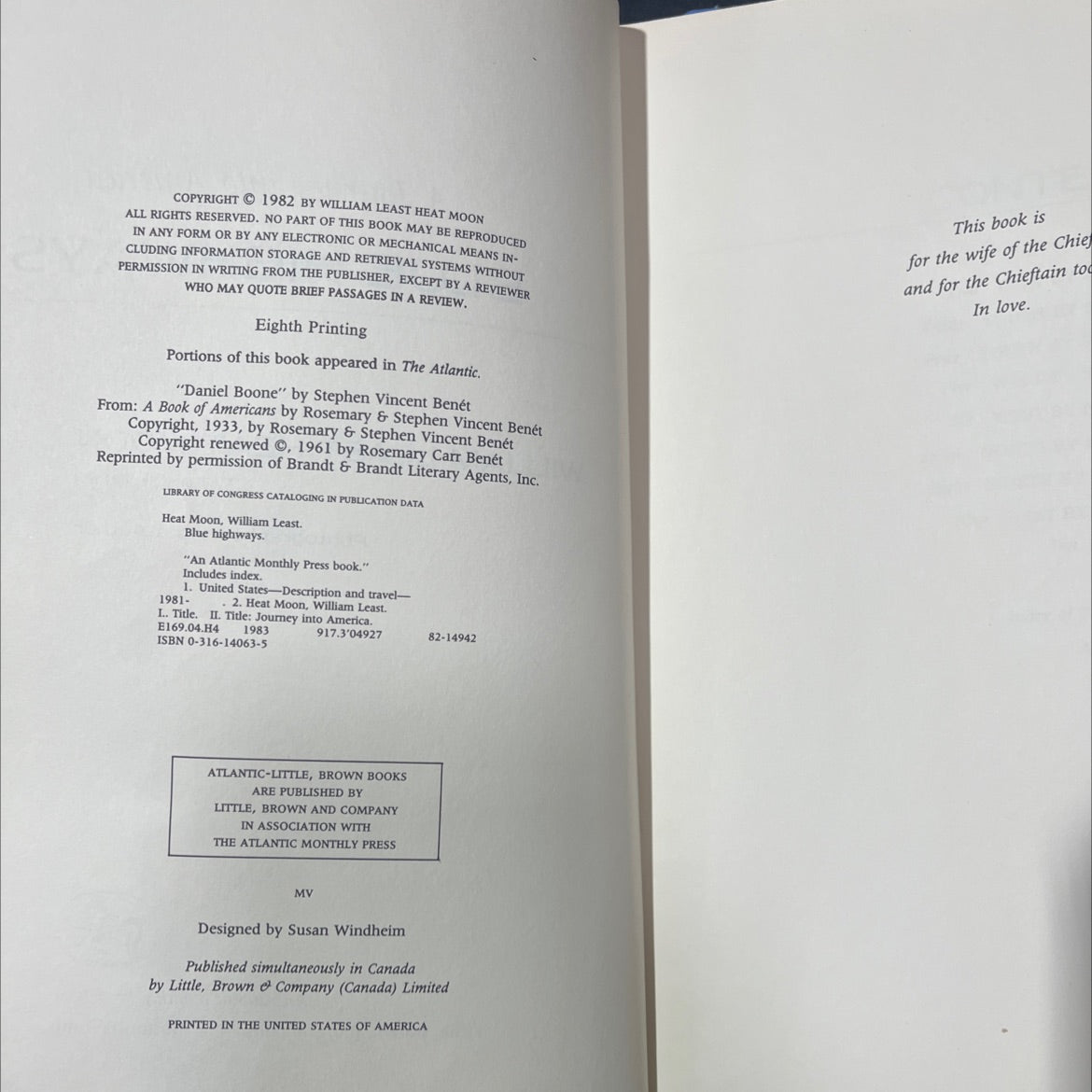 blue highways book, by william least heat moon, 1982 Hardcover image 3