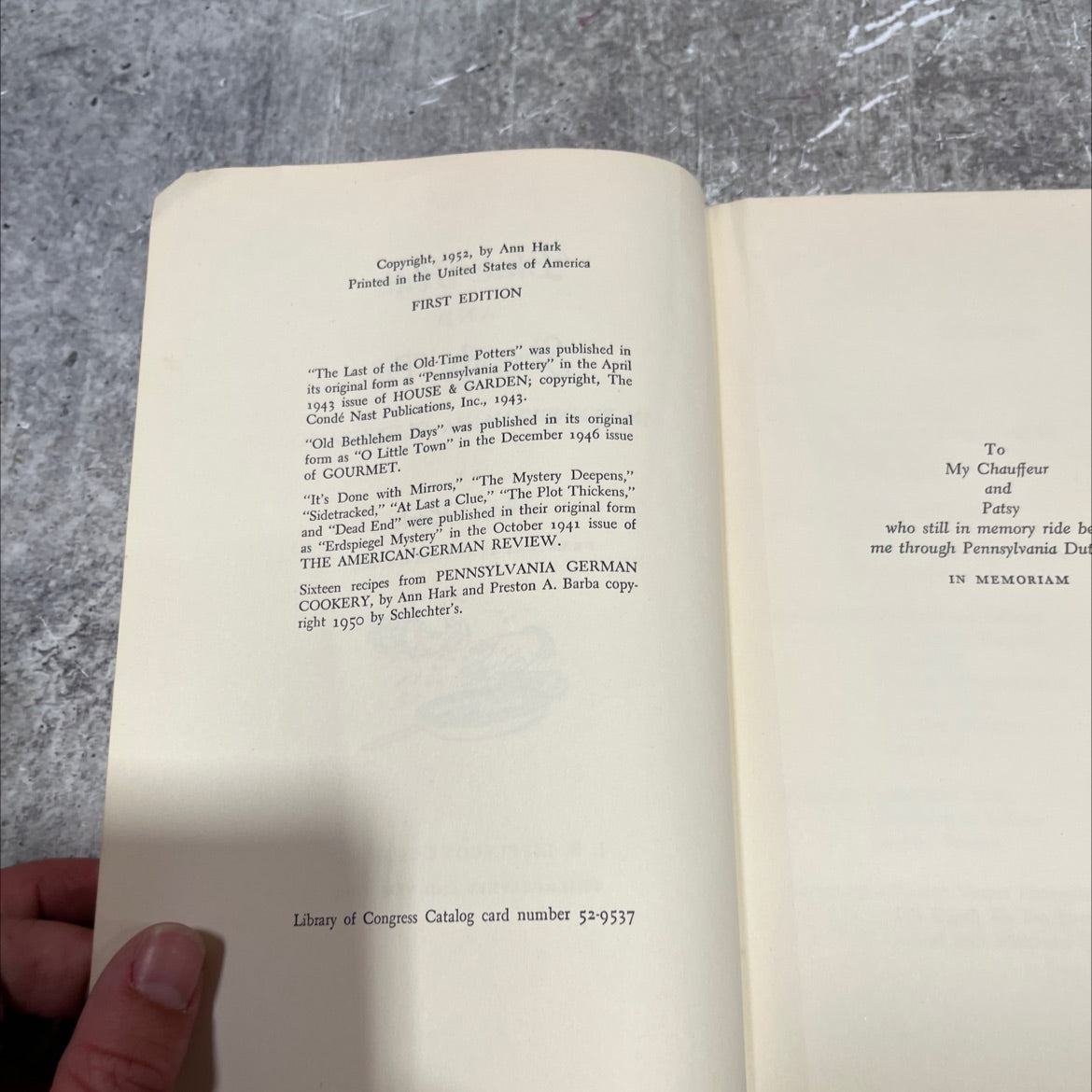 blue hills and shoofly pie in pennsylvania dutchland book, by Ann Hark, 1952 Hardcover image 3