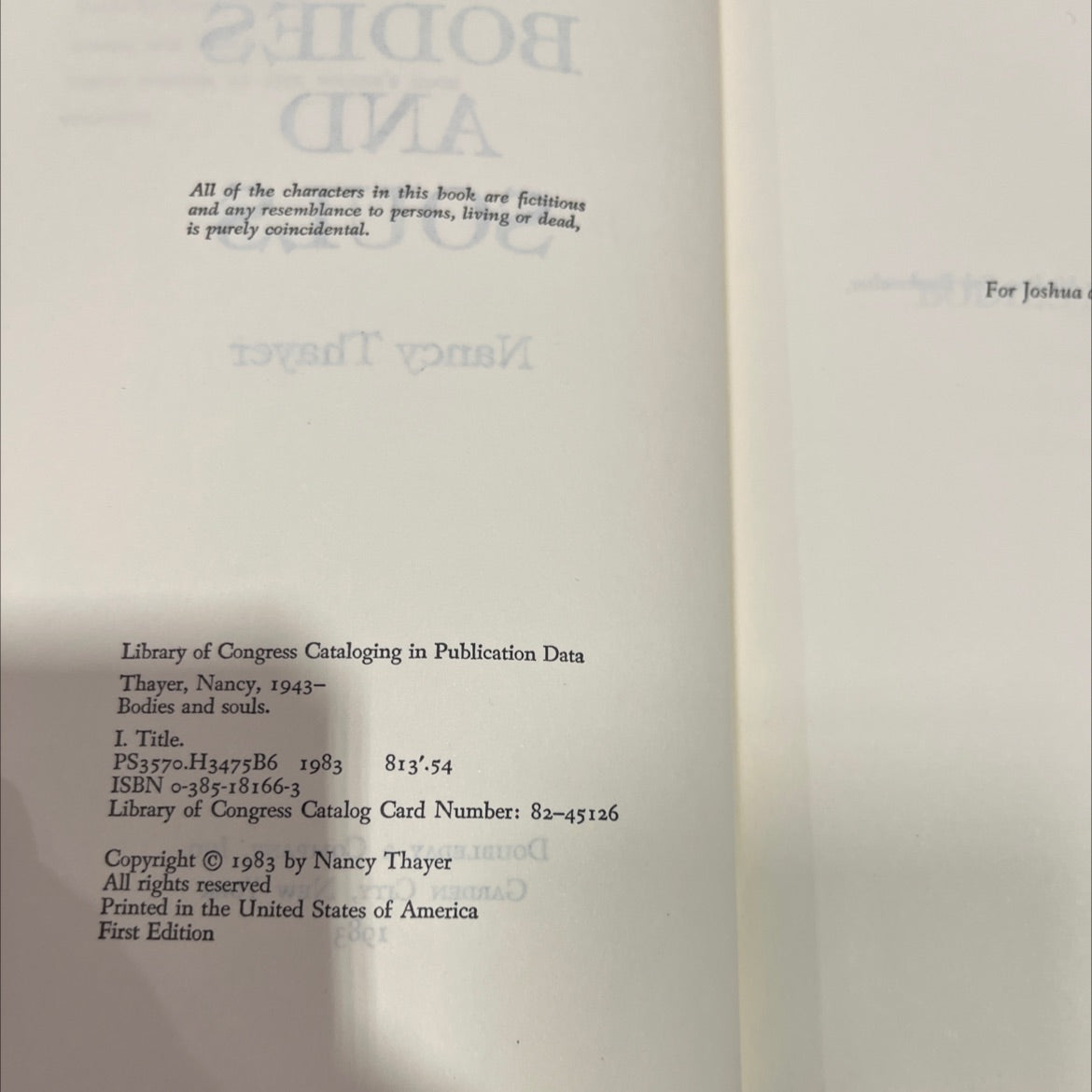 bodies and souls book, by Nancy Thayer, 1983 Hardcover image 3