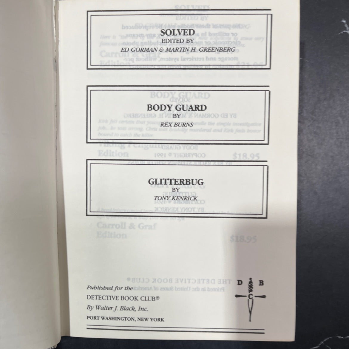 body guard book, by rex burns, 1991 Hardcover image 2