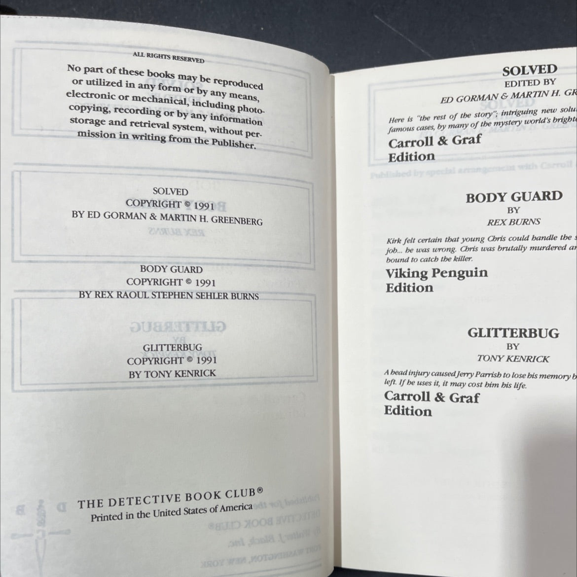 body guard book, by rex burns, 1991 Hardcover image 3