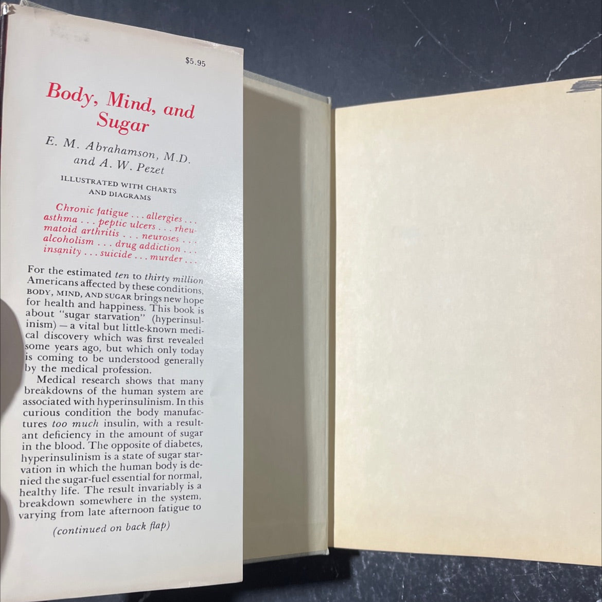 body mind and sugar book, by E. M. Abrahamson, M.D. and A. W. Pezet, 1951 Hardcover image 4
