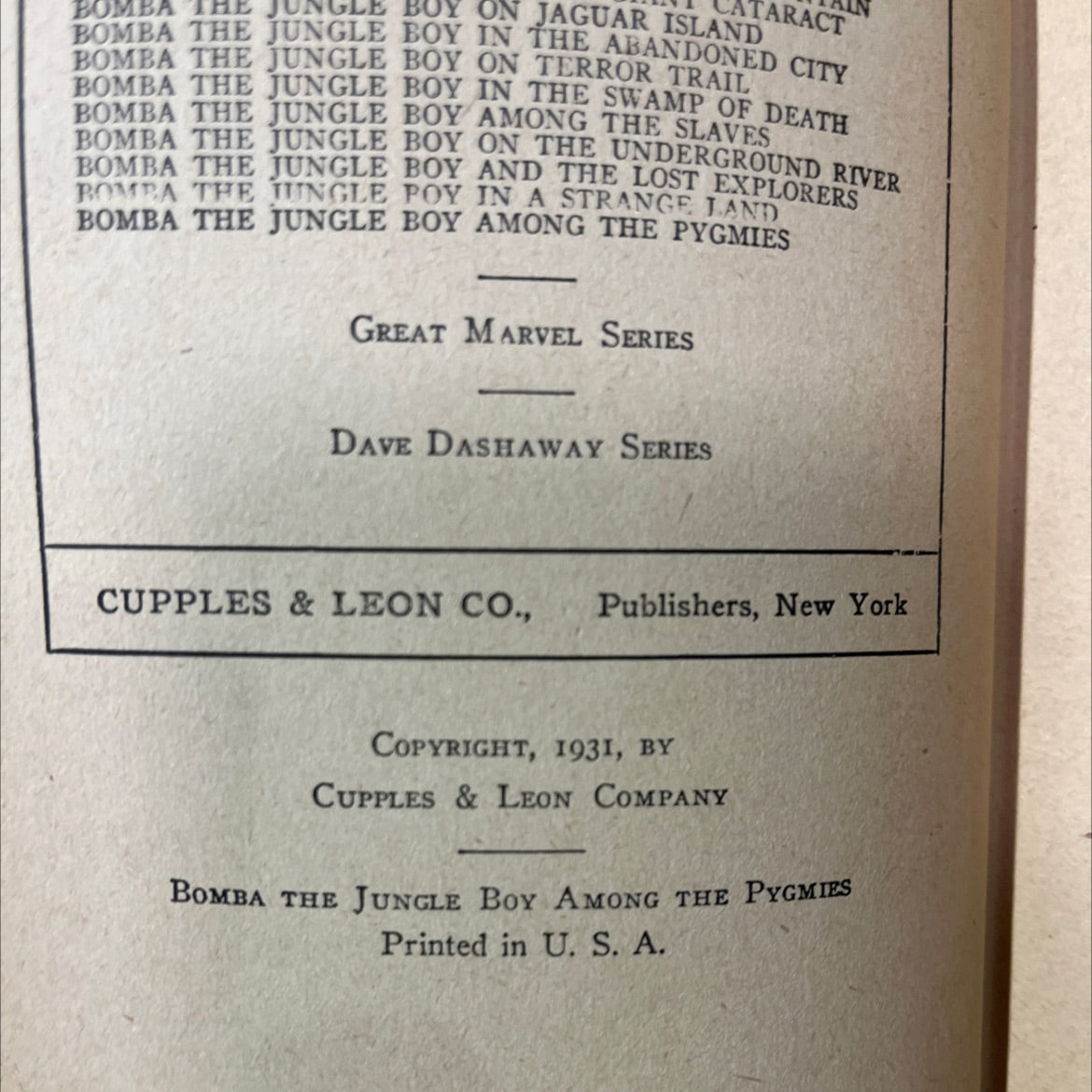 bomba the jungle boy among the pygmies book, by roy rockwood, 1931 Hardcover image 3