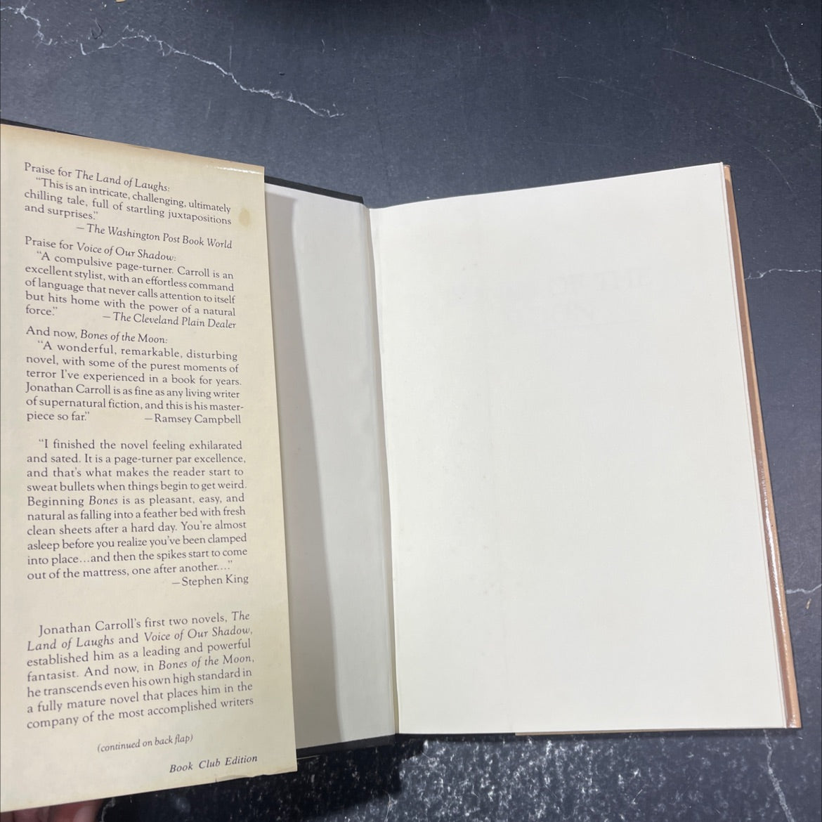 bones of the moon book, by Jonathan Carroll, 1988 Hardcover image 4