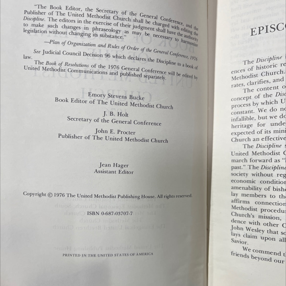 book of discipline of the united methodist church book, by unknown, 1976 Hardcover image 3