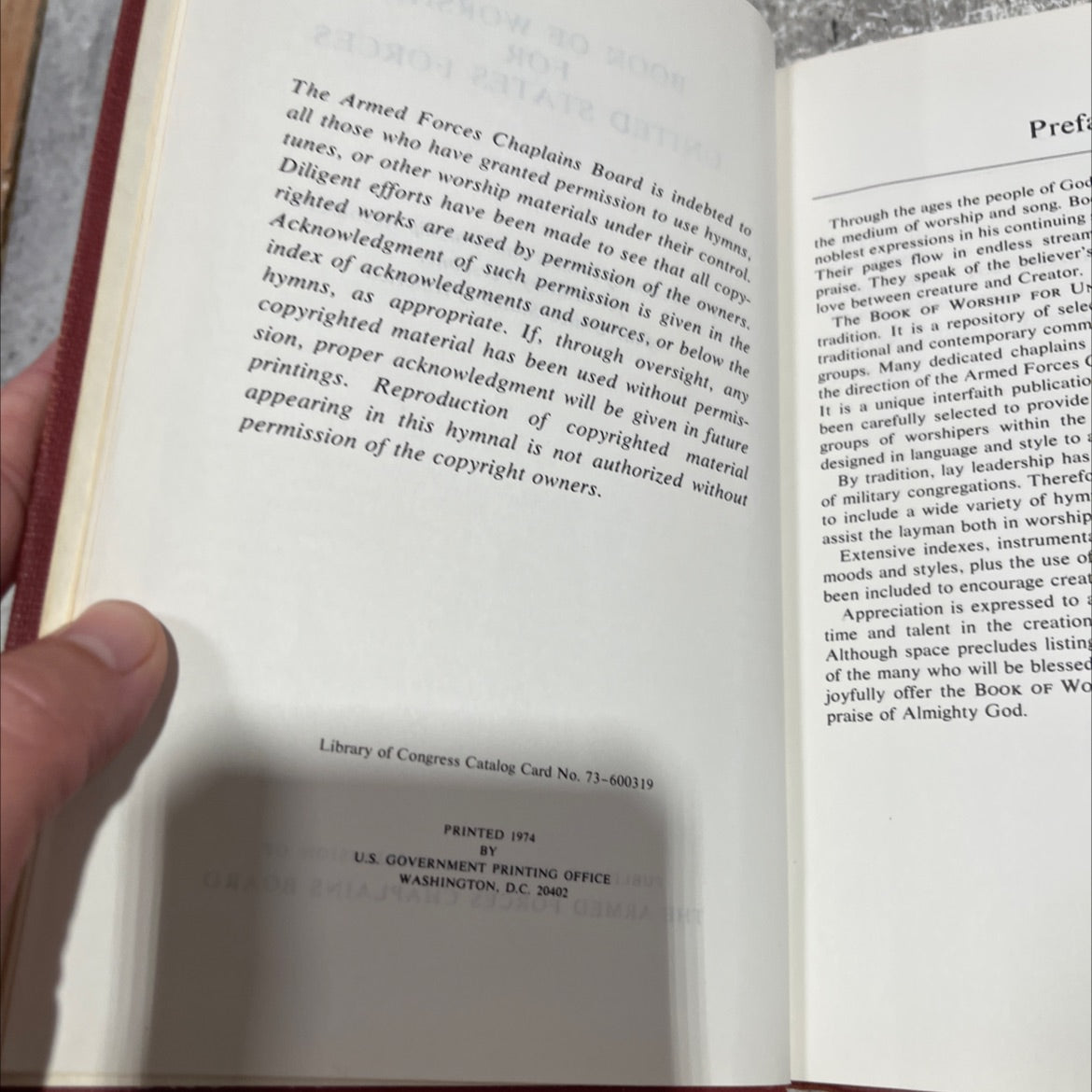 book of worship for united states forces book, by armed forces chaplains board, 1974 Hardcover image 3