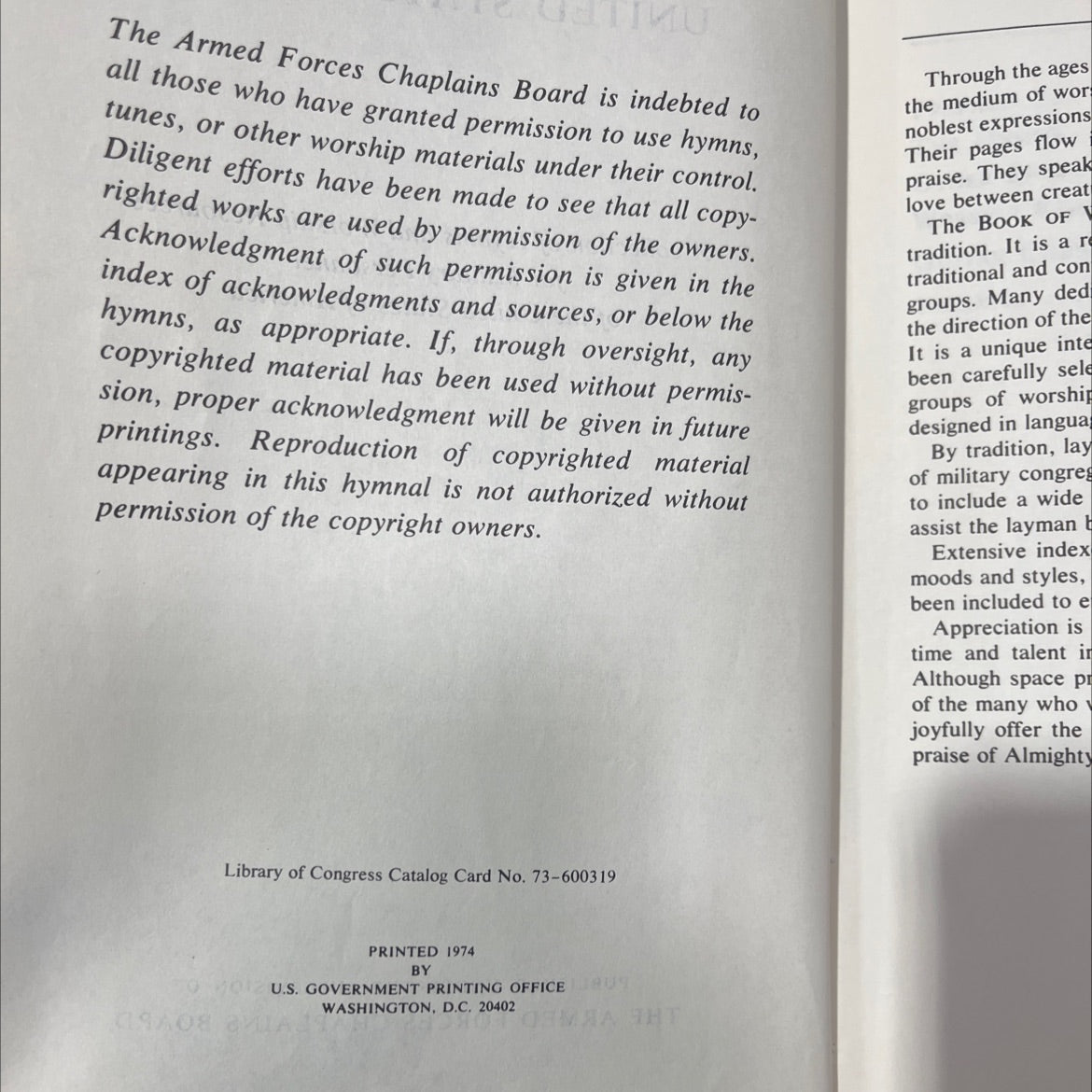 book of worship for united states forces book, by armed forces chaplains board, 1974 Hardcover image 3