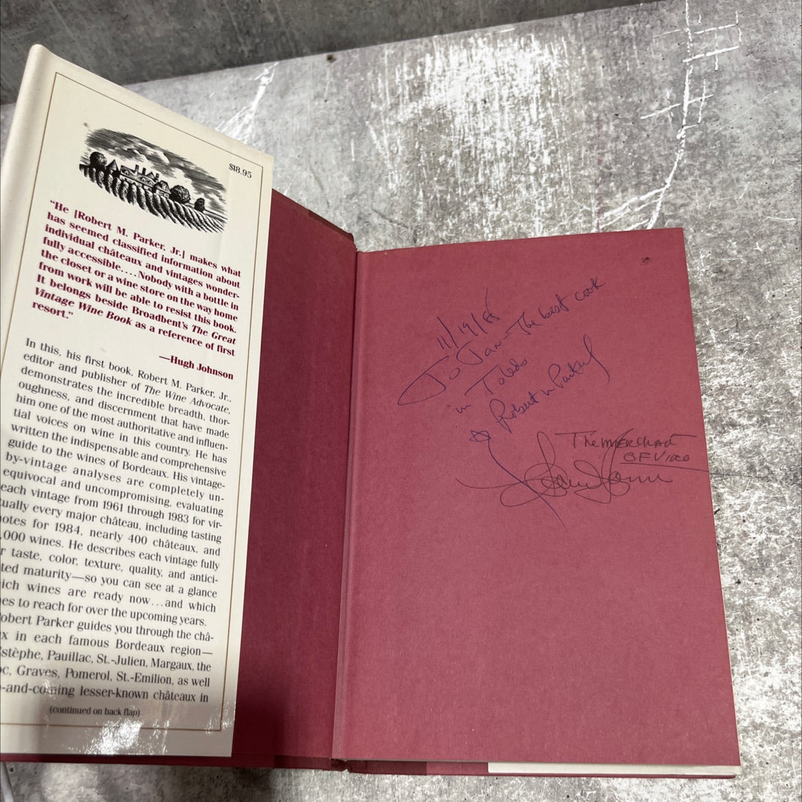SIGNED bordeaux: the definitive guide for the wines produced since 1961 book, by robert m. parker, jr., 1985 Hardcover, image 4