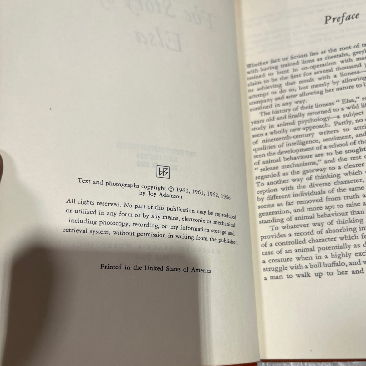 born free book, by joy adamson, 1966 Hardcover image 3