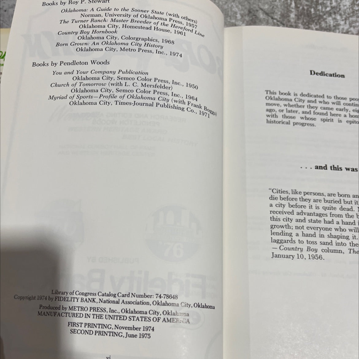 born grown: an oklahoma city history book, by roy p. stewart, 1974 Hardcover image 3
