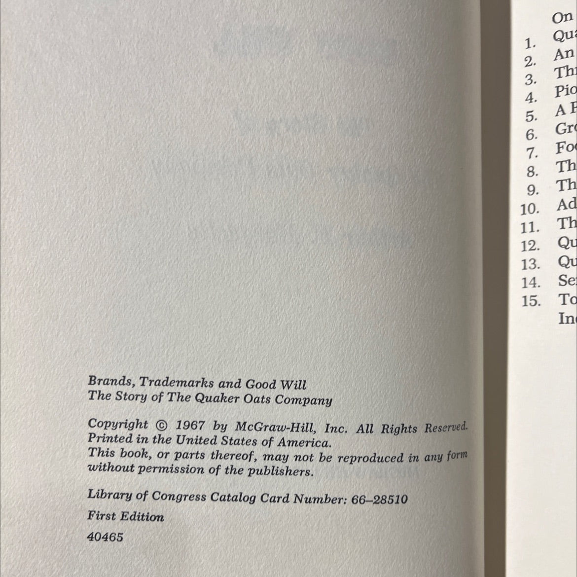 brands, trademarks and good will the story of the quaker oats company book, by Arthur F. Marquette, 1967 Hardcover image 3