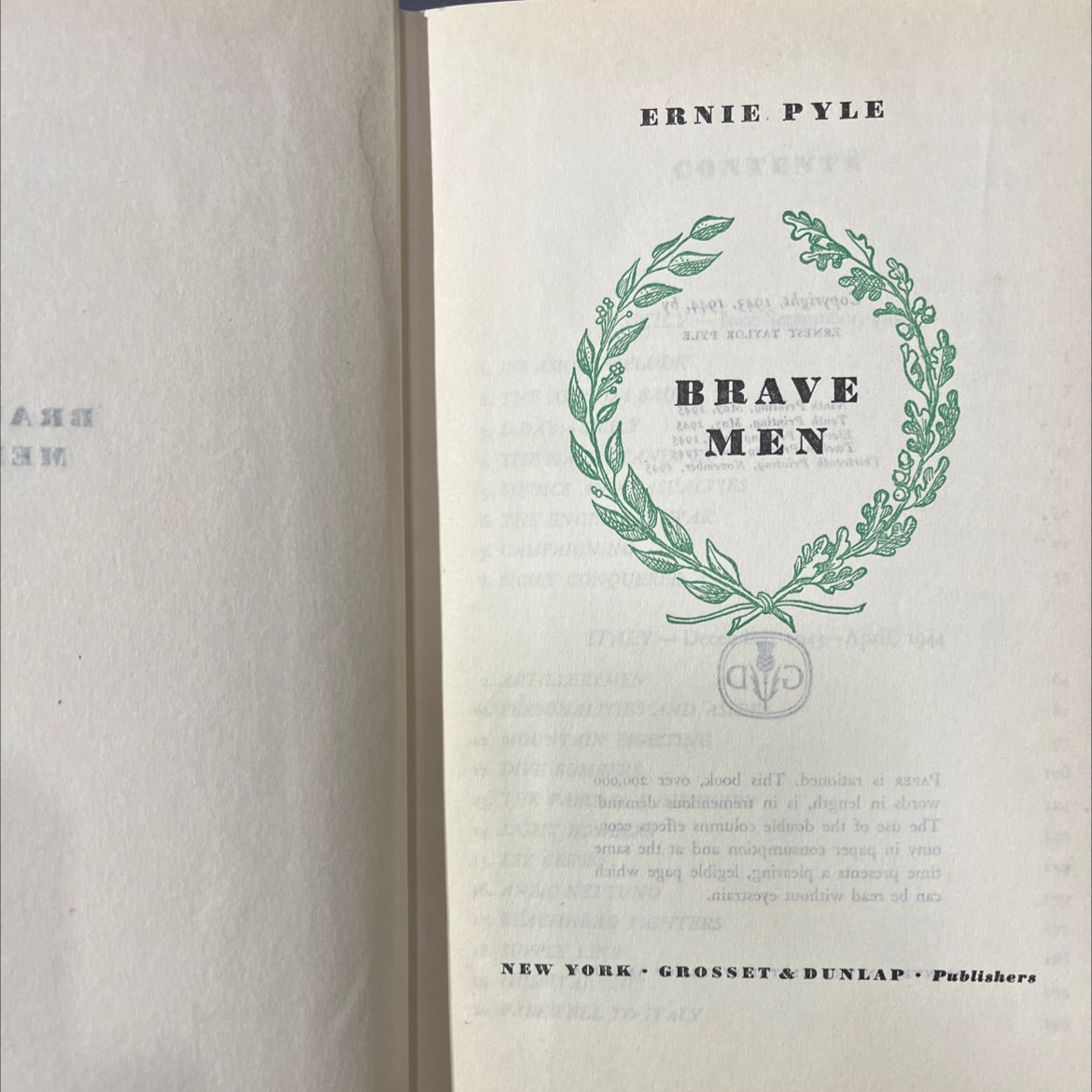 brave men book, by ernest taylor pyle, 1945 Hardcover image 2