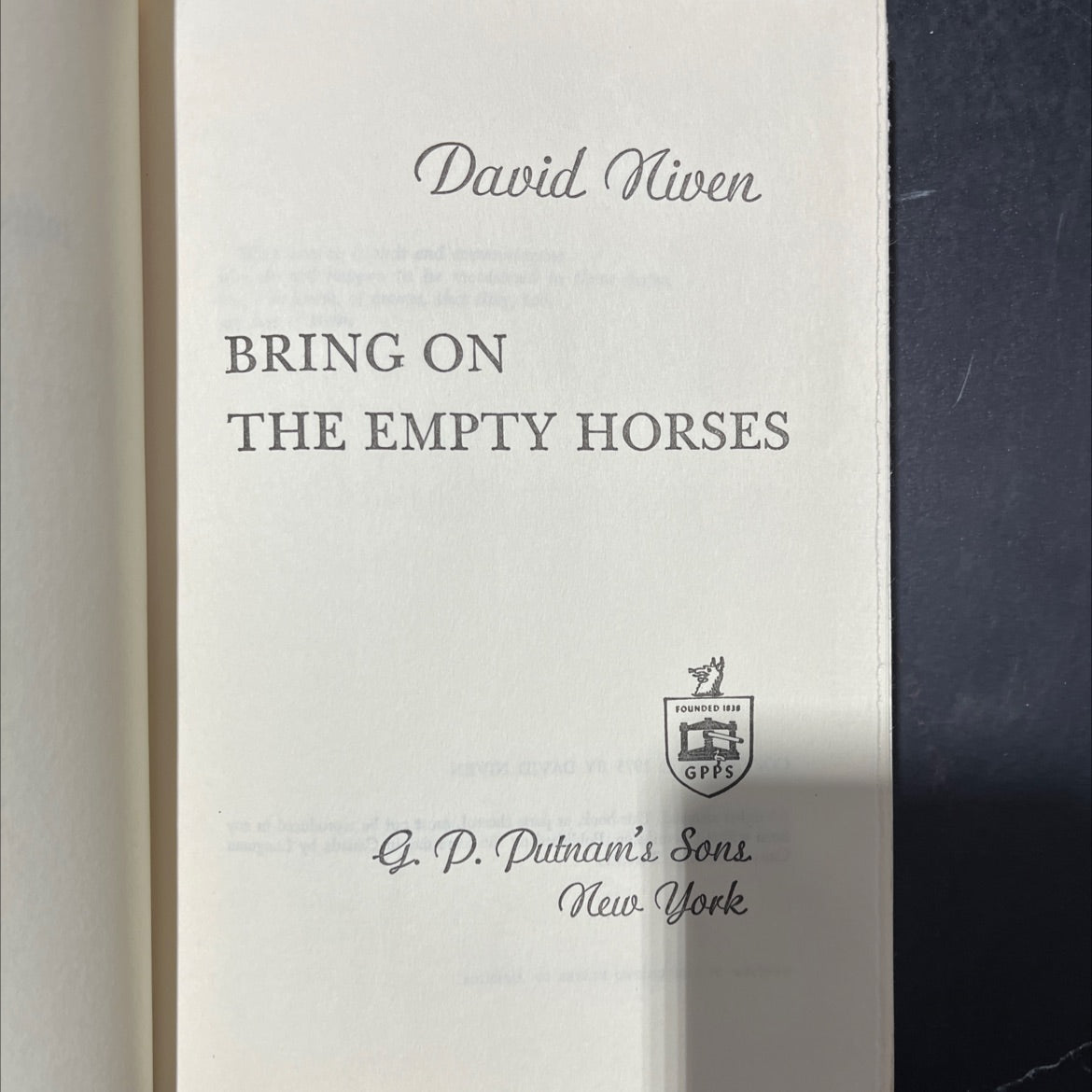 bring on the empty horses book, by David Niven, 1975 Hardcover image 2