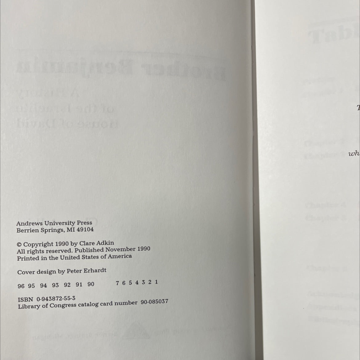 brother benjamin a history of the israelite house of david book, by Clare Adkin, 1990 Hardcover image 3