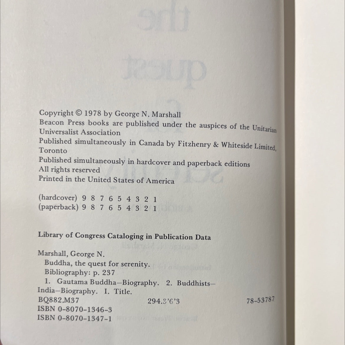 buddha, the quest for serenity book, by George N. Marshall, 1978 Hardcover image 3