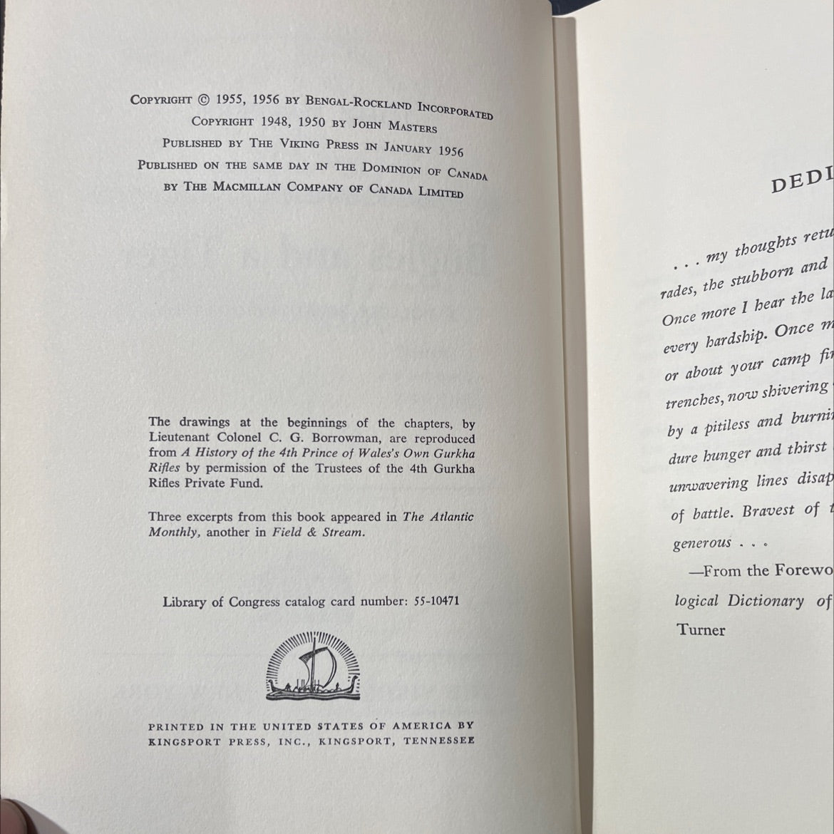 bugles and a tiger book, by john masters, 1956 Hardcover image 3