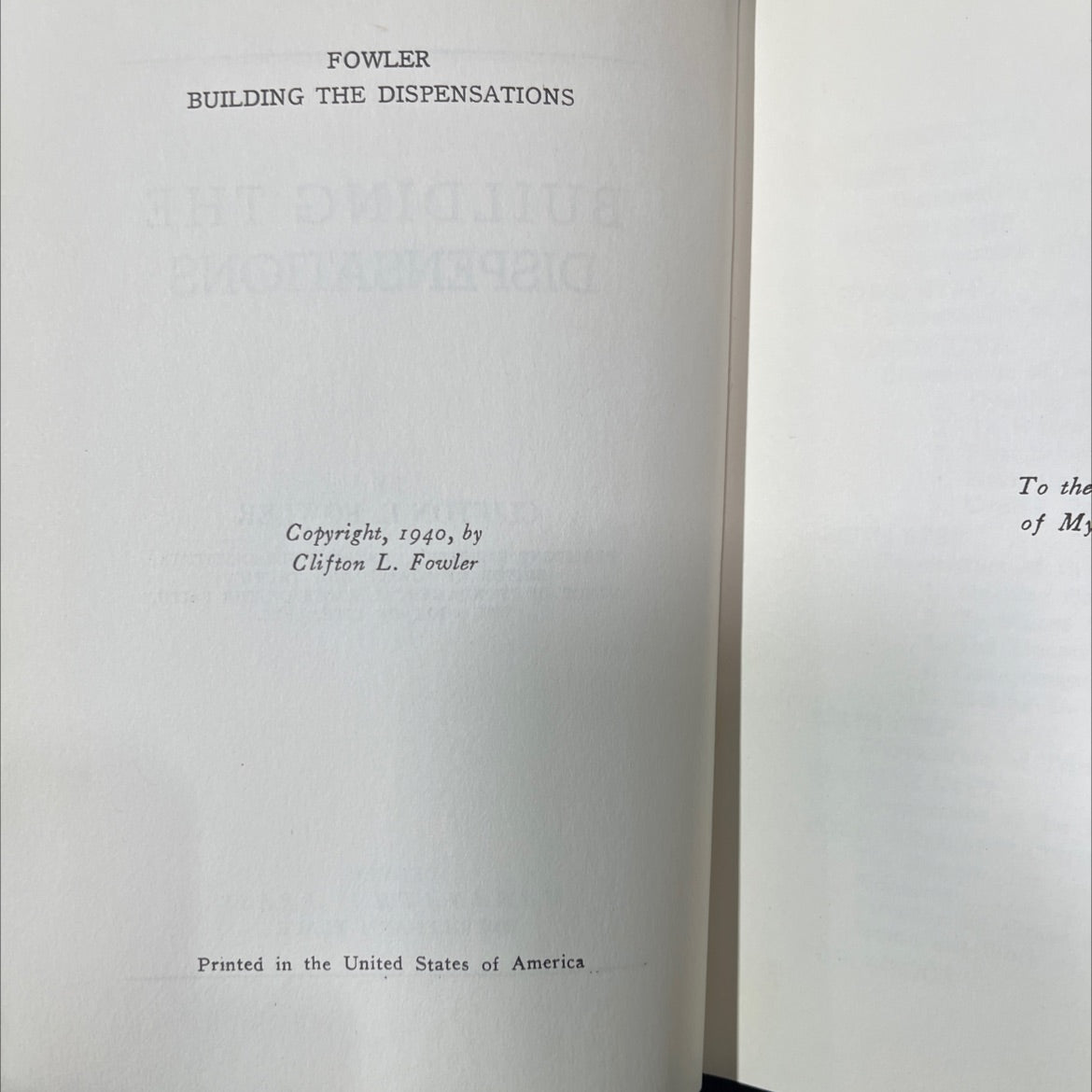 building the dispensations book, by clifton l. fowler, 1940 Hardcover image 3