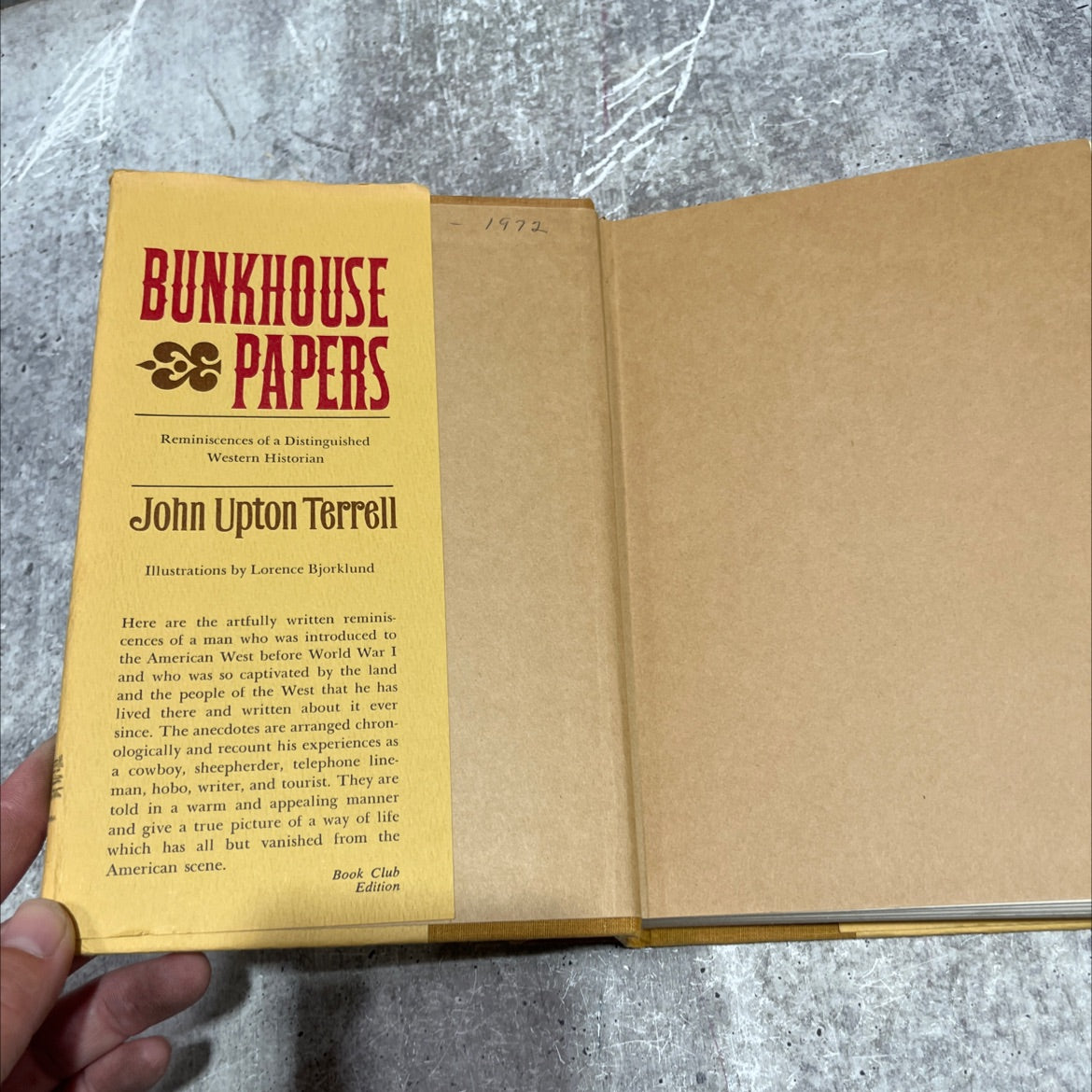 bunkhouse papers book, by john upton terrell, 1971 Hardcover image 4