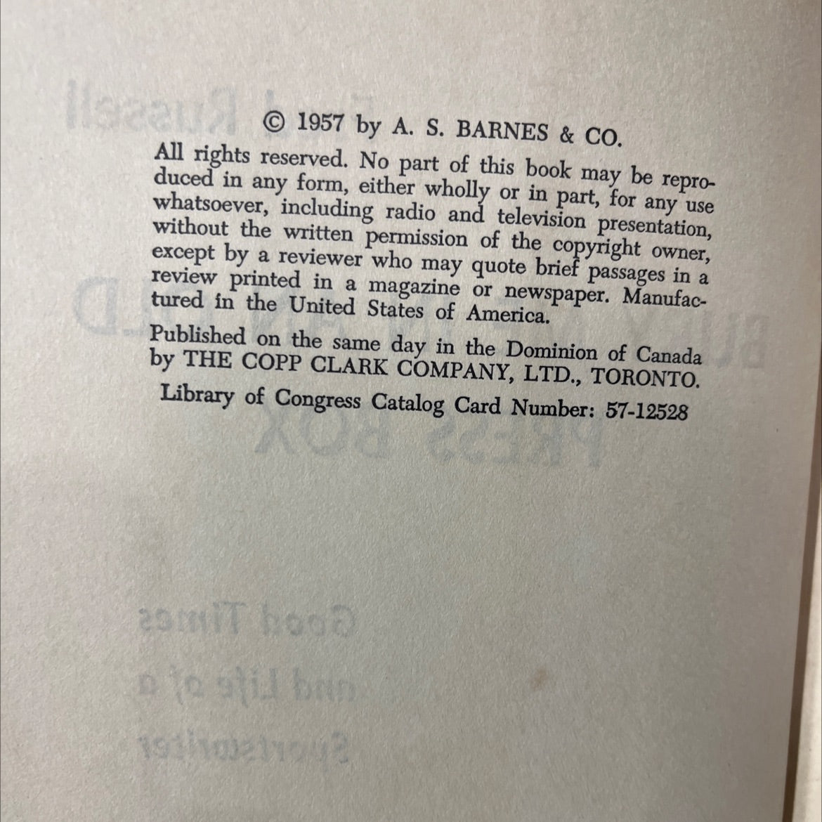 bury me in an old press box book, by Fred Russell, 1957 Hardcover image 3