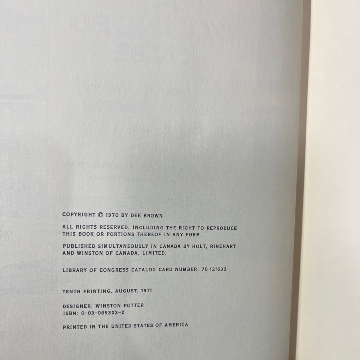 bury my heart at wounded knee book, by dee brown, 1970 Hardcover image 3