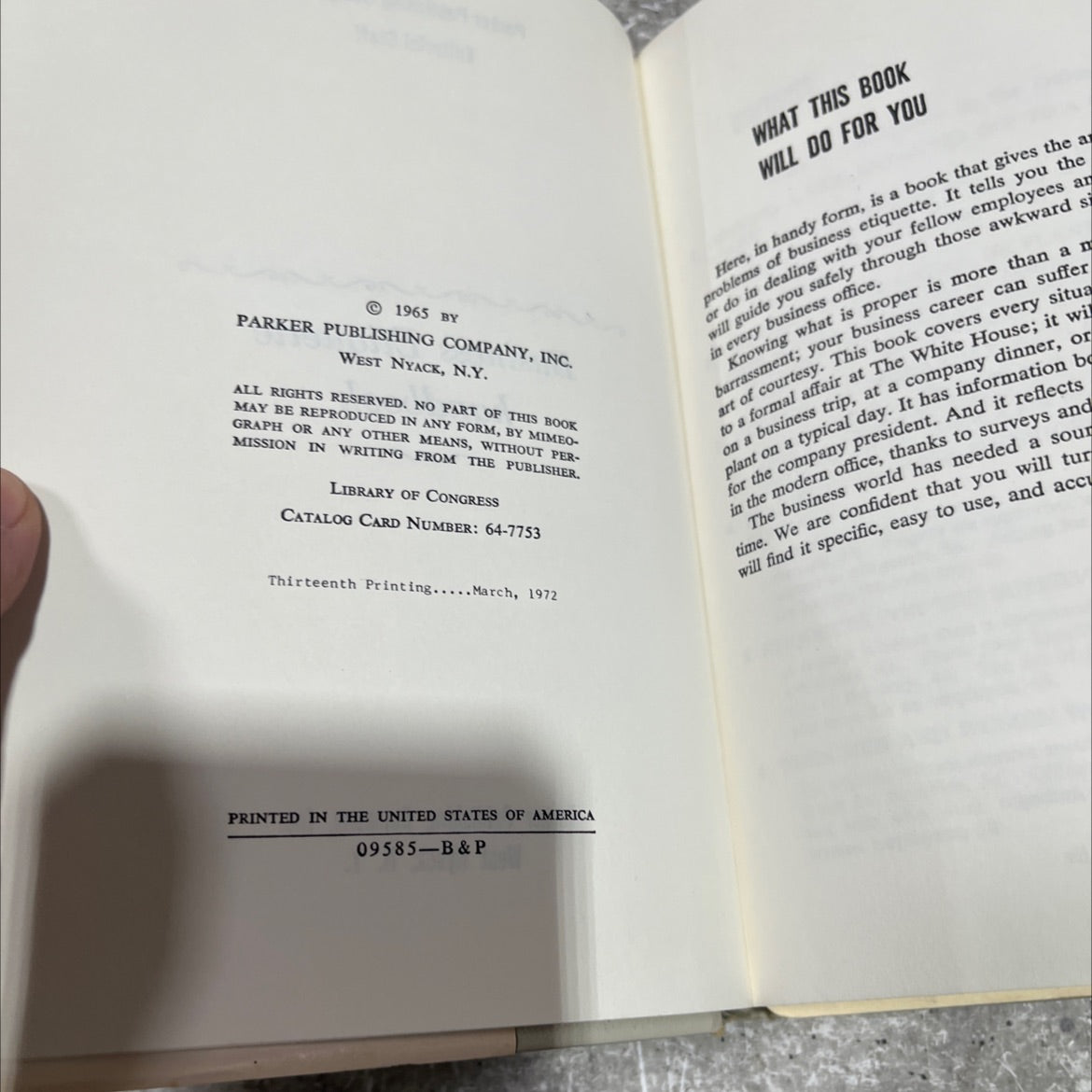 business etiquette handbook book, by parker publishing company editorial staff, 1972 Hardcover image 3