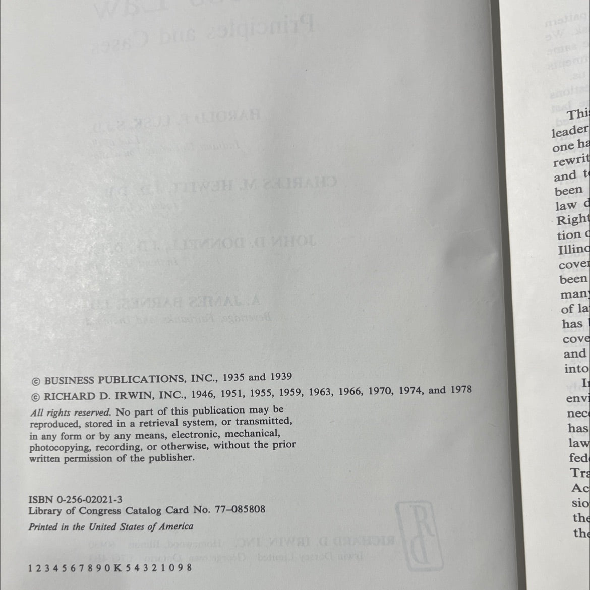business law principles and cases book, by harold f. lusk, charles m. hewitt, john d. donnell, a. james barnes, 1978 image 3