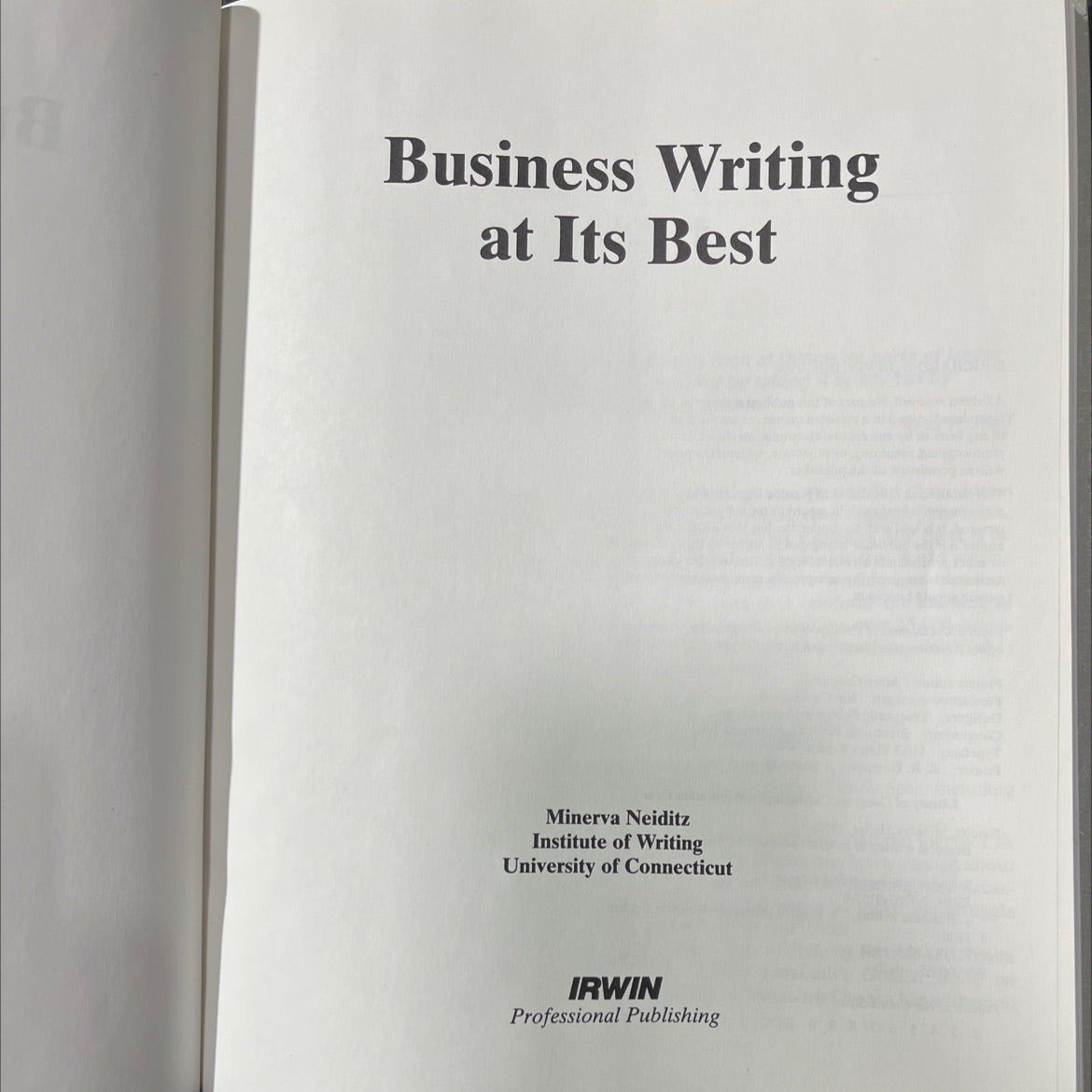 business writing at its best book, by Minerva H. Neiditz, 1994 Hardcover image 2