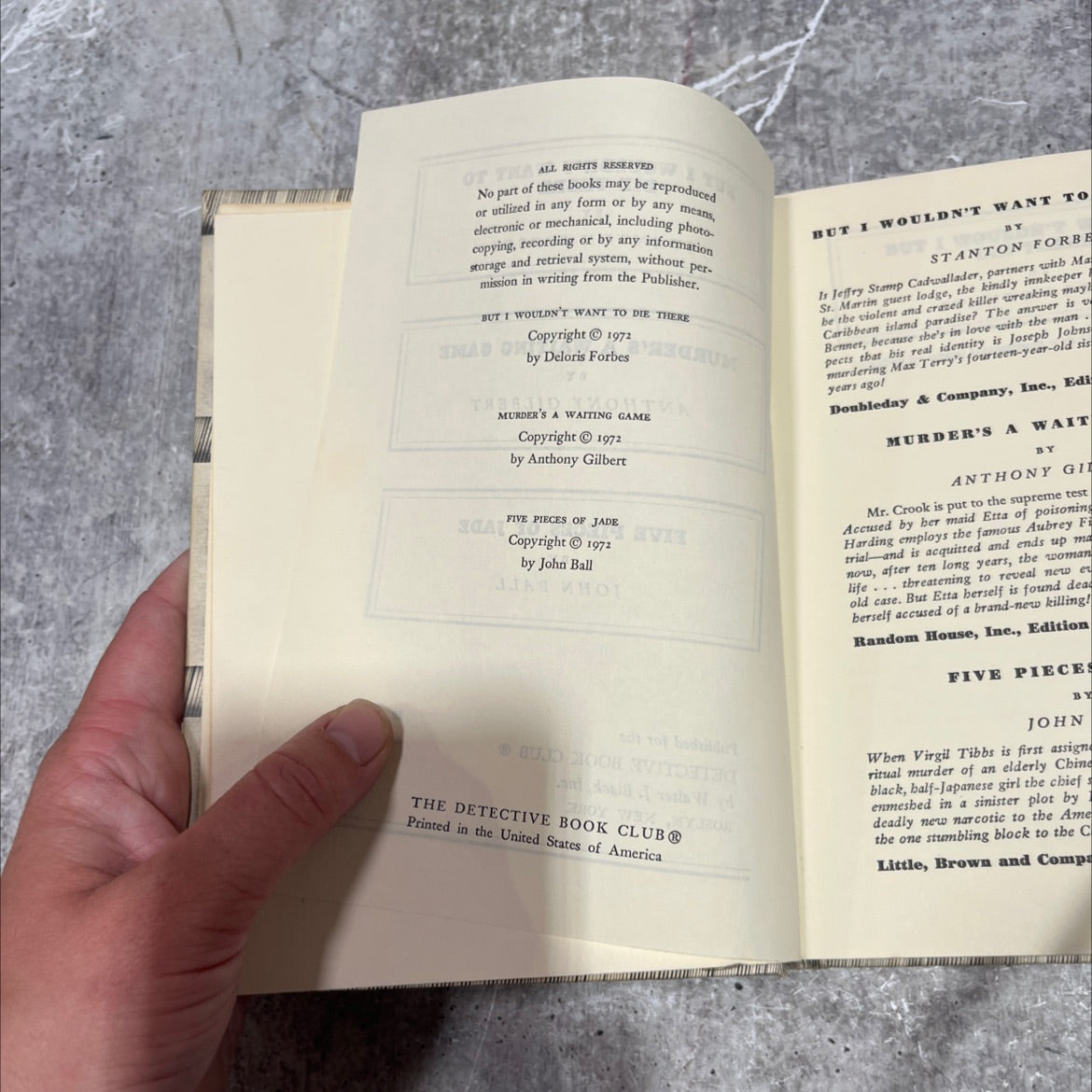 but i wouldn't want to die there book, by stanton forbes, 1972 Hardcover image 3