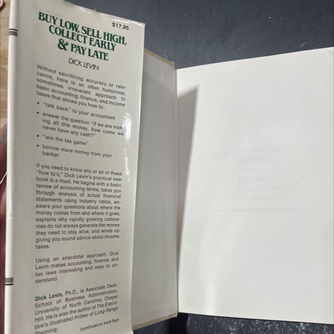 buy low, sell high, collect early and pay late book, by richard i. levin, 1983 Hardcover image 4